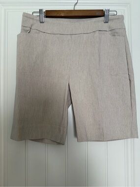 Hilary Radley Beige Pull-On Dress Bermuda Shorts